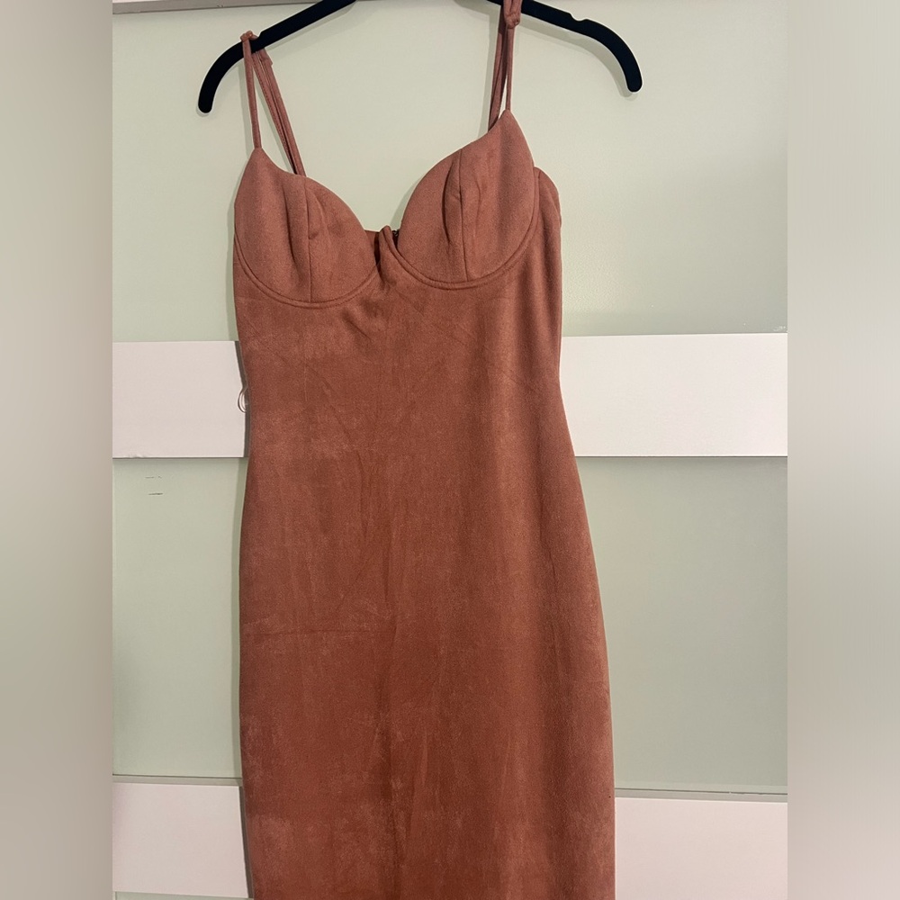 Lac bleu size small faux suede pink mini dress